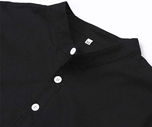 Loalirando-Camicia-da-Uomo-Manica-Corta-Camicia-Uomo-Slim-Fit-Magliette-Uomo-Tinta-Unita-Cotone-LinoM-3XL