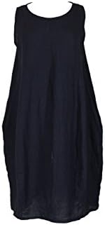 Saga Venetian Shift Dress in Linen--Black