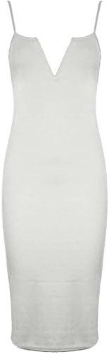 Oops Outlet Women's Cami Strappy Deep Plunge V Neck Bralet Bodycon Midi Dress