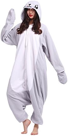 Magicmode Men Women Party Animals Cosplay Costumes Adults Hoodie Onesie Pajamas Sleepwear Seal M