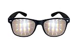 Tinted Diffraction Glasses - Amber - High Quality Effect - Rave Accessories - Black