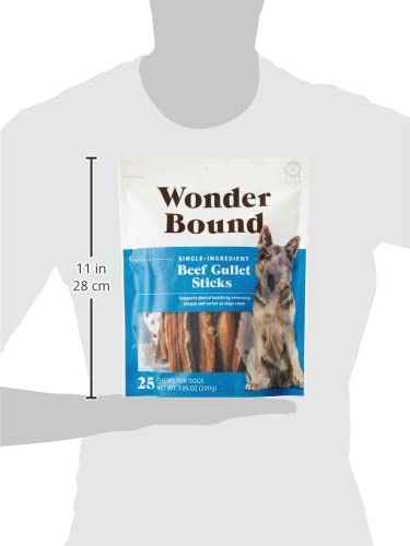 AMAZON BRAND – WONDER BOUND BEEF GULLET STICKS DOG TREATS, 5-6 INCH, PACK OF 25, HIGHLY DIGESTIBLE, MINIMALLY PROCESSED, 7.05 OUNCE, 25 COUNT (PACK OF 1)
