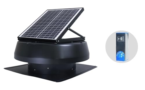 iLIVING HYBRID Ready Smart Thermostat Solar Roof Attic Exhaust Fan, 14