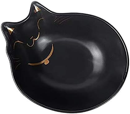MYYXGS Ceramic Cat Bowl Cat Food Bowl Black And White Bowl Cat Shape Simple Fashion Arc Design To Prevent Spillage Apply To Flat Face Cat Fatigue Relief Pressure 14.8 * 12.5 * 4.7Cm