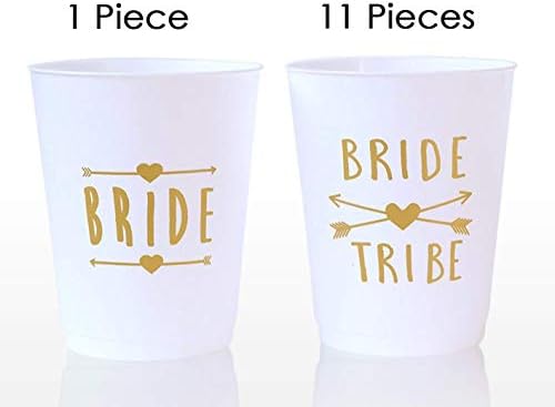 (12 Pack ) Bride and Bride Tribe Cups White - for Bachelorette, Bridal, & Hen Parties