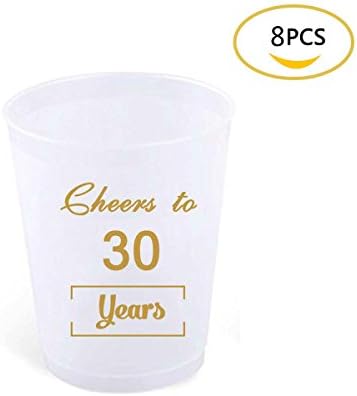 Stadium Plastic Cups, FATPET 8pcs 30th Birthday Stadium Plastic Cups-Cheers to 30 Years
