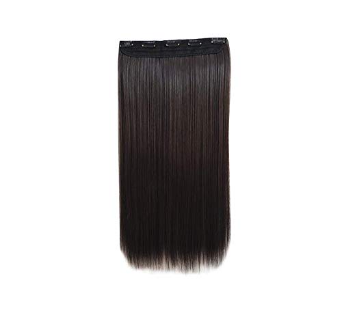 60cm Brown Smooth Straight Hair Wig Seamless Five Card Hair