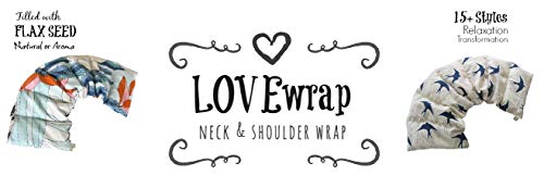 Microwavable Neck & Shoulder Wrap - LOVEwrap - Unscented Heat Pad - 6 x 23 - Flax Seed Natural - Hot Cold Therapy Soothes Muscles Pain Relief - Relaxation Massage - Blue red Bird Parrot Nature - Thumbnail 7
