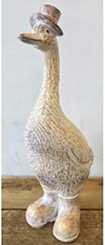 Rustic Style Resin Duck Distressed Decorative Ornament Ideal Gift (Hat Duck 29.5cm)