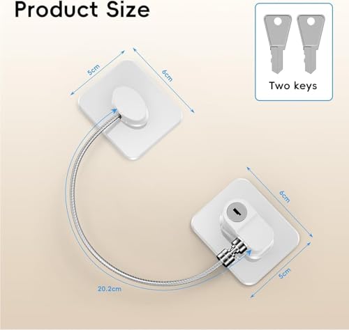 Lonimia 2Pack Refrigerator Lock, Heavy Duty Fridge Combination Lock For Cabinets, Drawers, Safety Easy Install No Keys Needed (White)
