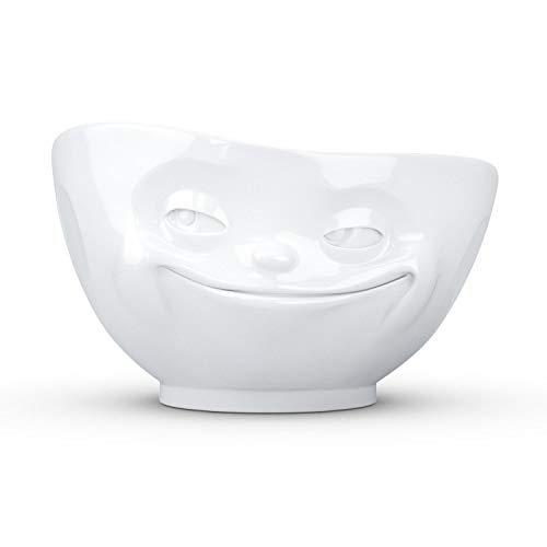 FIFTYEIGHT PRODUCTS TASSEN Porcelain Bowl, Grinning Face Edition, 16 oz.White, (Single Bowl) for Serving Cereal, Soup