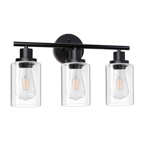 Unicozin Modern Bathroom Light Fixtures, 3 Light Vanity Lights, Black Wall Lamp