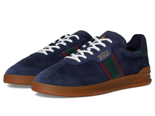 POLO RALPH LAUREN Men Heritage Aera Suede Sneakers Navy/Wine/Forest 7 Medium