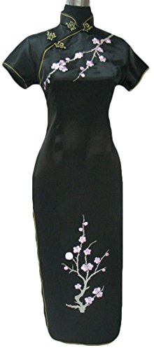 CK sky Women's Chinese Satin Cheongsam Long Qipao Dress