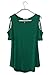 Adreamly Women's Casual Summer Short Sleeve Loose Strappy Cold Shoulder Tops Basic T Shirts Blouses Dark Green Large