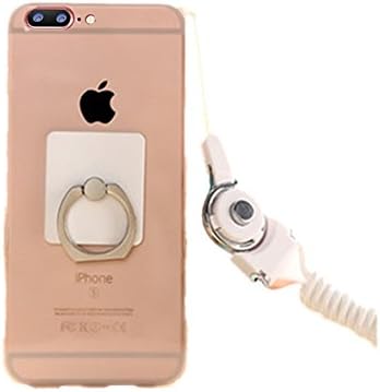 Anti-drop Protection Shell Case with Adjustable Detachable Neck Lanyard Hanging Neck Strap Lanyard and Ring Holder for Iphone (White for iPhone 7 plus)