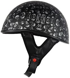 MOTORCYCLE MOTORBIKE DOT APPROVED HELMET FLAT W/ SKULL GRAPHICS BLACK NEW (L Regular)