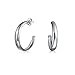 Lightweight Round Dome Half Large Stud Hoop Earrings For Women For Teen 925 Sterling Silver 1.25 Inch Dia
