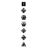 EVERMARKET Polyhedral Dice,1 Dice set (7 pcs) for Dungeons and Dragons DND RPG MTG D20 D12 D10(00-90 and 0-9) D8 D4 Table Games (Black)