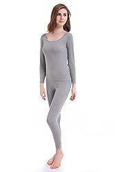 Womens Thermals Set Ultra Thin Crew Neck Base Layer