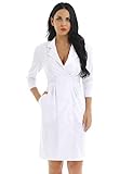 ACSUSS Womens Nurse Uniform Dresses Button Front White Hospital Nurse Scrub Dress White Medium