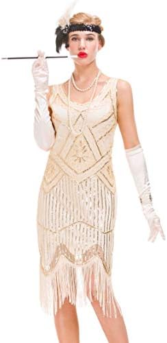 GVOICE Women's 20S Gatsby Dress - Inspired Art Deco Flapper Dress