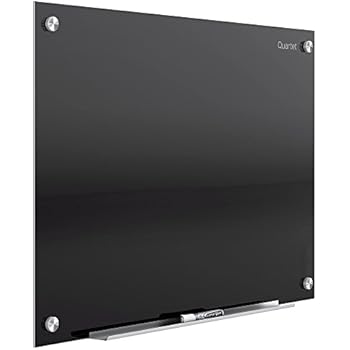 Quartet Glass Whiteboard, Magnetic Dry Erase White Board, 3' x 2', Black Surface, Infinity (G3624B)