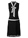 Vijiv Women Vintage 1920s V Neck Bowknot Roaring 20s Flapper Party Great Gatsby Dress,Medium,Black
