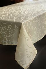 Lustre Weave Jacquard Medium Weight Fabric Tablecloth (60"x102", cream)
