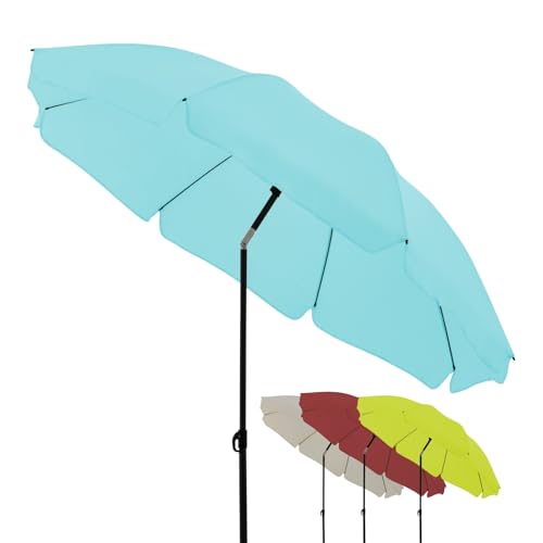 derby Sonnenschirm ∅ 196 cm Hellblau, Strandschirm, UV-Schutz 40+