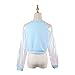 Focal20 Laser Patchwork Sweatshirt Long Sleeve Tee Tops Harajuku Pullover T Shirt Blue