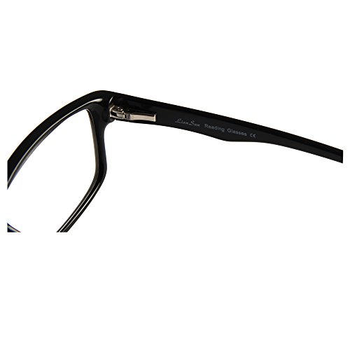 LianSan Brand Designer Fashion Acetate Reading Glasses Men Full Frame Spectacle Glasses Women Spring Hinged Arms Reading Eyeglasses L7801 (+3.00, black)
