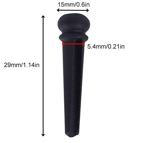 Vecentmat 9Pcs Guitar Part Set, Ebony Guitar Bridge Pins With Abalone Dot Inlay, Unbleached Bone Guitar Nuts & Saddle, Guitar Pin Puller. - Thumbnail 4