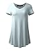 ALL FOR YOU Women's Short Sleeve V-Neck Flare Tunic Ice Blue XX-Large