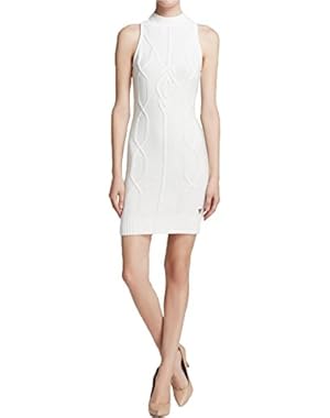 Womens Ribbed Trim Halter Sweaterdress