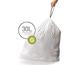 simplehuman Code G Custom Fit Trash Can Liner, 12 Refill Packs (240 Count), 30 Liter / 8 Gallon