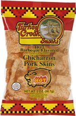 Turkey Creek - America’s Best Fried Pork Skins, offers a 4-Bag Combo Pack of its top Pork Rinds (2-BBQ, 1-Regular & 1-Hot). These Pork Skin Chips (Chicharrones) are packed in full 2.0 oz bags. - Thumbnail 2