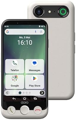 - Aurora A10 Mobiltelefon - Senioren-Smartphone - Einfach zu bedienen - Assistenz-Taste mit GPS-Ortung - Hörgeräte-kompatibel - Inklusive USB-Kabel - Weiß