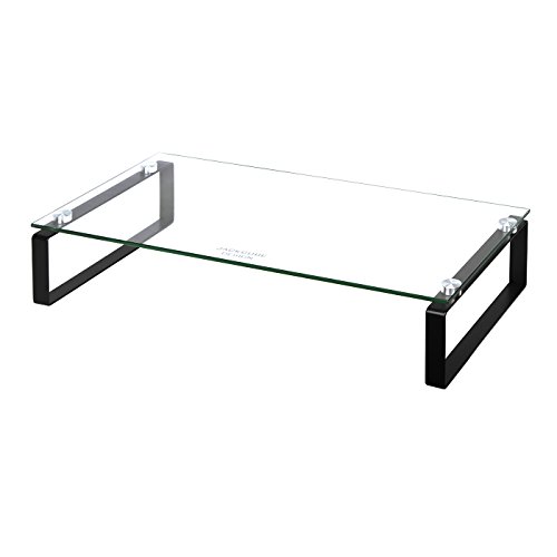 JackCubeDesign Tempered Glass Monitor Stand Computer Desktop Laptop Riser Holder Shelf Notebook Organizer with Black Steel Support(23.43 x 10.87 x 4.53 inches)-:MK315A
