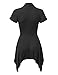 WT1120 Womens Cross V Neck Short Sleeve Empire Line Panel Tunic Top L Black