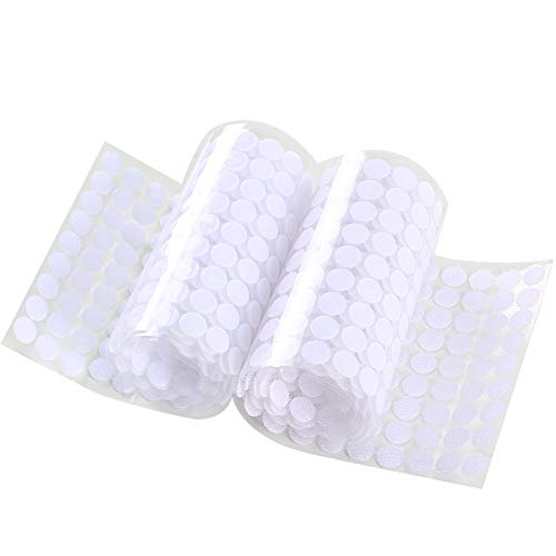 Self Adhesive Dots Tapes FJSM 450 Pairs Sticky Back Coins Adhesive Hook and Loop Fasteners Double Sided Self Adhesive Dots Coins for Home Office School Picture White