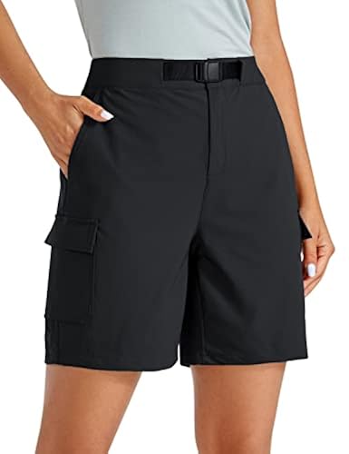 CRZ YOGA Stretch Hiking Cargo Shorts for Women 7'' UPF 50+