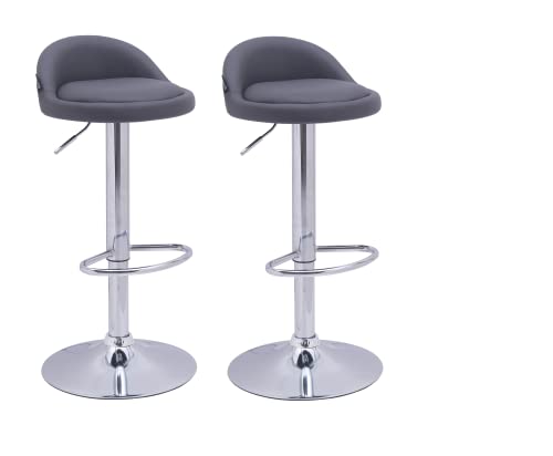 EKE Bancos Giratorios Set 2 Pzas Respaldo Cocina Modernos Barra Desayunador Comodos Acolchados (Gris)
