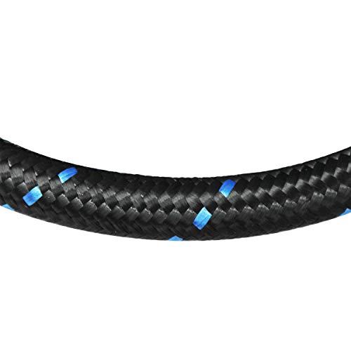 6AN 20 Ft Universal Braided Stainless Steel CPE Oil Gas Fuel Line Filler Feed Hose Ends Kit (Blue & black)