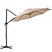 SUPERJARE 10 Ft Offset Hanging Umbrella, Crank Lift & 5 Lock Positions, 360° Rotation, Outdoor Patio Cantilever with Tilt Canopy - Beige