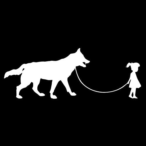 Abbpa 3 X 7 6cmの女の子の歩くオオカミ犬のステッカーのステッカー車 男女兼用 Color White