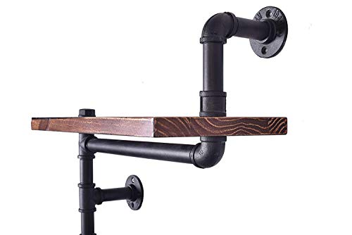 Industrial Pipe Shelving Bookshelf Rustic Modern Wood Ladder Pipe Wall Shelf 3 Tiers Wrought IronPipe Design Bookshelf DIY Shelving(Dia 32mm,Weight:30lb) - Thumbnail 5