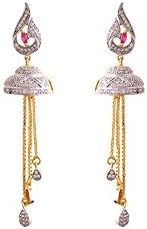 Terramart_ Jumka Set_Fashion Jewellery for Women / Girls ( White, Pink &amp; Gold )