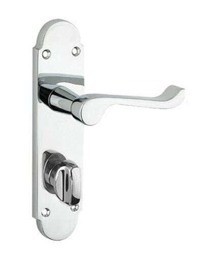 Ironmongery Solutions® Brushed Internal Scroll Door Handles Lock, Latch & Bathroom Sets in Polished Brass & Satin Chrome (Polished Chrome, Bathroom)