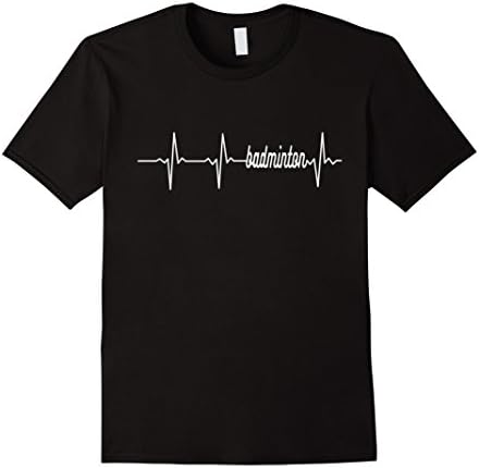 Mens Love Badminton Shirt: Funny Heartbeat T-Shirt EKG | RY1432 Medium Black